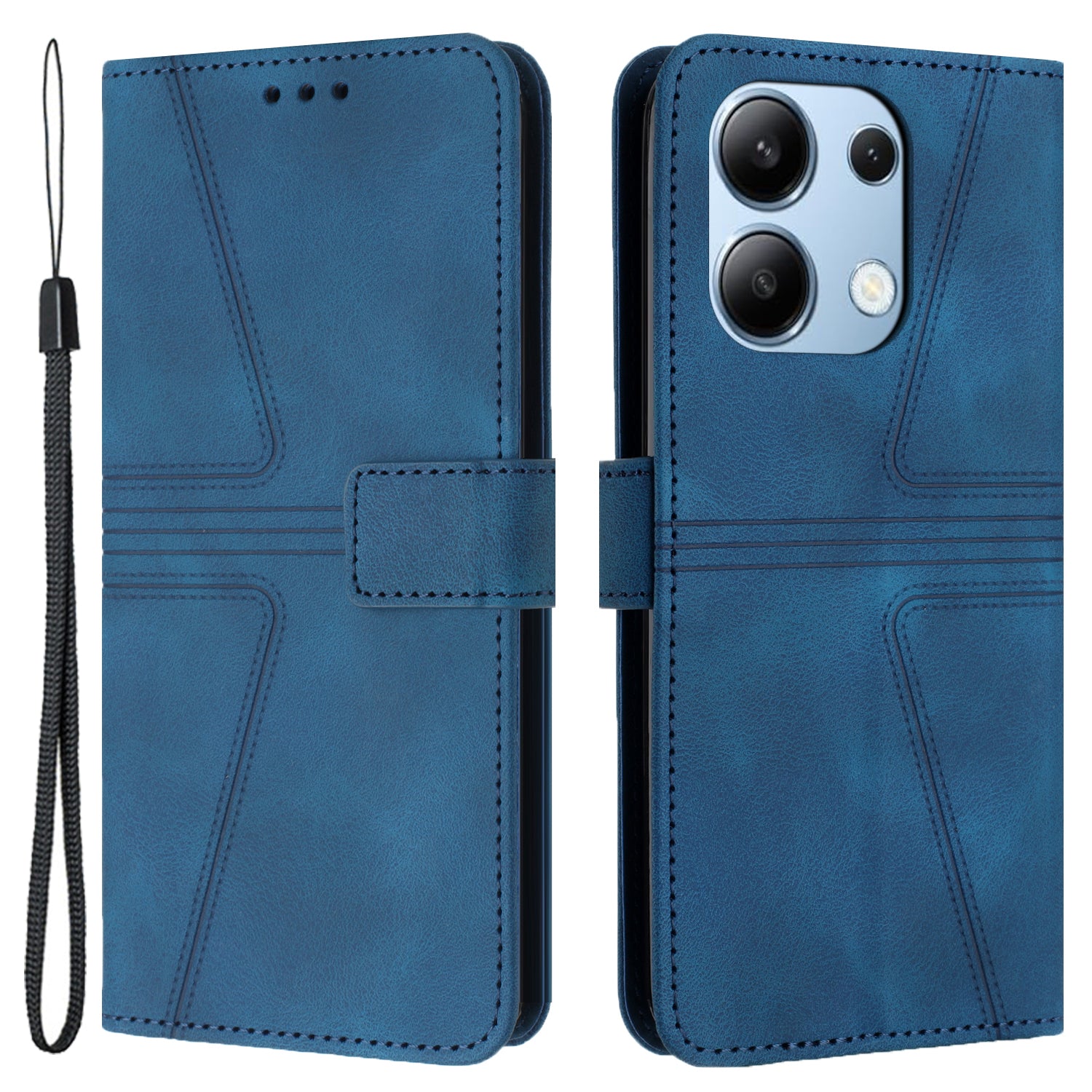 For Xiaomi Redmi Note 13 4G Triangle Imprinted Leather Case Folding Stand Phone Cover For Xiaomi Redmi Note 13 4G Triangle Imprinted Leather Case Folding Stand Phone Cover